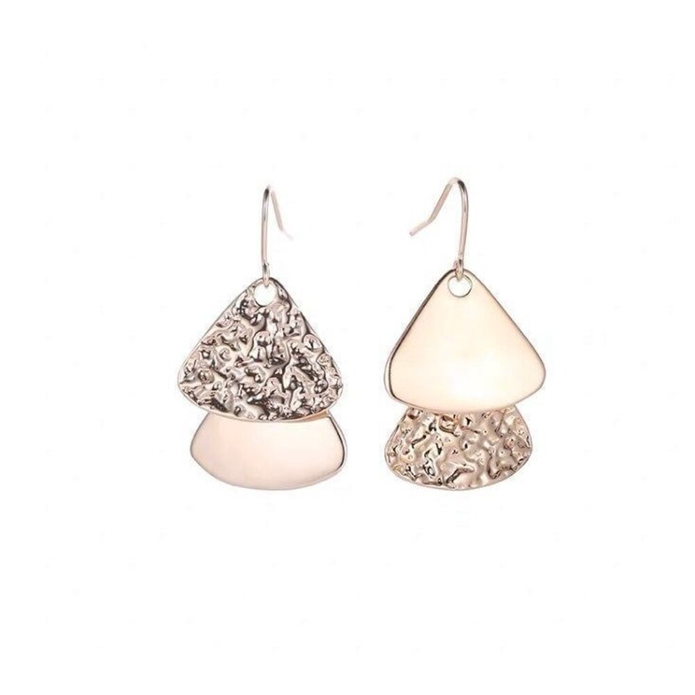 Women's Hammered Dangle Earrings Rose Gold Plated Geometric Drop Earrings